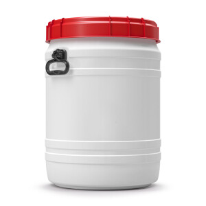 6943 Total opening drum with mounted handgrips 64 liter white red